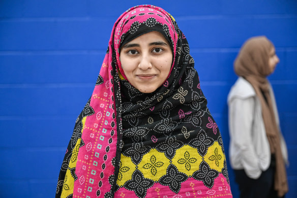 Laiba Khan attends Friday prayers at Monash University.