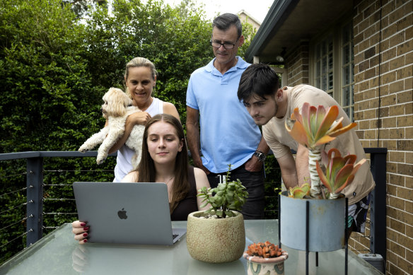 Olivia Ryan from Gilroy Catholic College opening her ATAR results at 9am with her family.