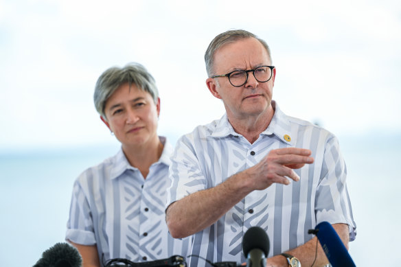 Foreign Minister Penny Wong and Prime Minister Anthony Albanese at the Pacific Islands Forum last year.