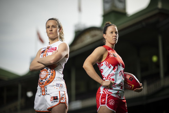 Swans captain Brooke Lochland and GWS counterpart Alicia Eva get an early look at the SCG this week.