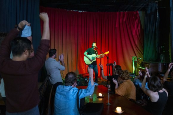 Chris Cavill performs at the Wesley Anne in Northcote on Friday evening.