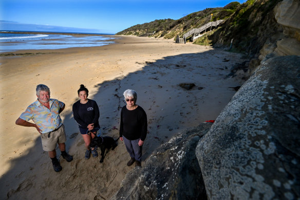 Cape Paterson residents John Coulter, Marci Katz and Kathy Hill.