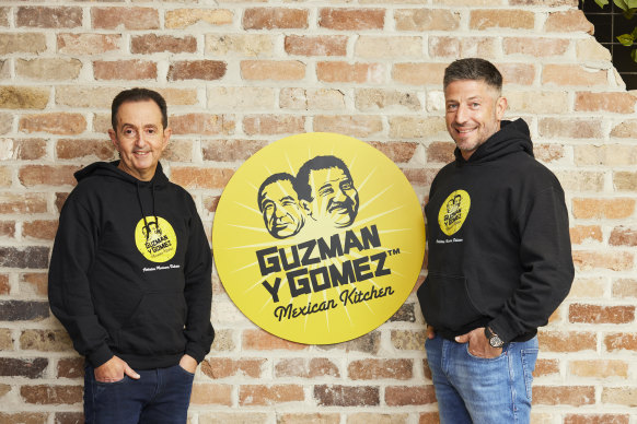 Guzman y Gomez co-chief Hilton Brett (left)  and founder Steven Marks.