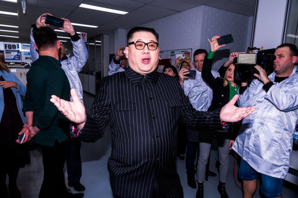 A man impersonating North Korea’s Kim Jong-un crashes an event with the Prime Minister in Chisholm on Friday morning. 