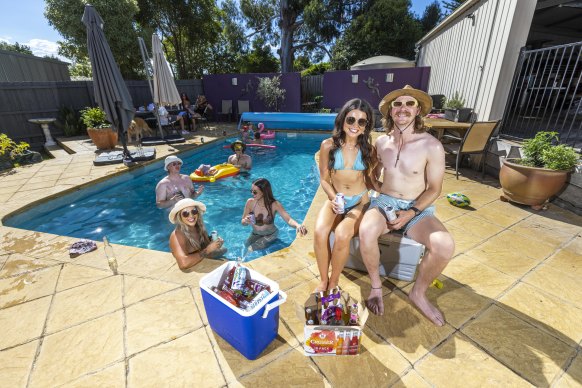 Michael Barro and Ashleigh Towers didn’t let the Omicron wave disrupt their plans for a New Year’s Eve pool party.