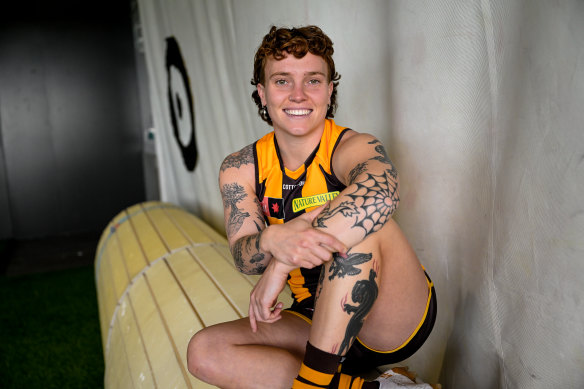 Hawthorn AFLW captain and non-binary player Tilly Lucas-Rodd.