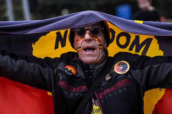 “No pride in genocide” was chanted by marchers.