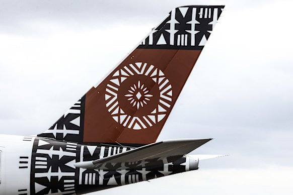 A Fiji Airways plane at Sydney Airport. The island is hoping to be a crucial connector between Australia and the United States.