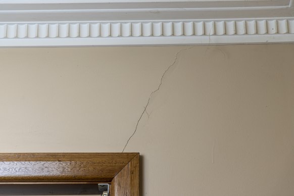 The crack in Cori Lainez’s Sunbury home.