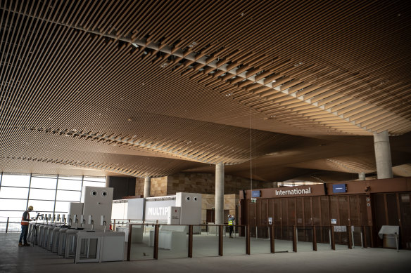 A striking ceiling and electronic gates will greet passengers.