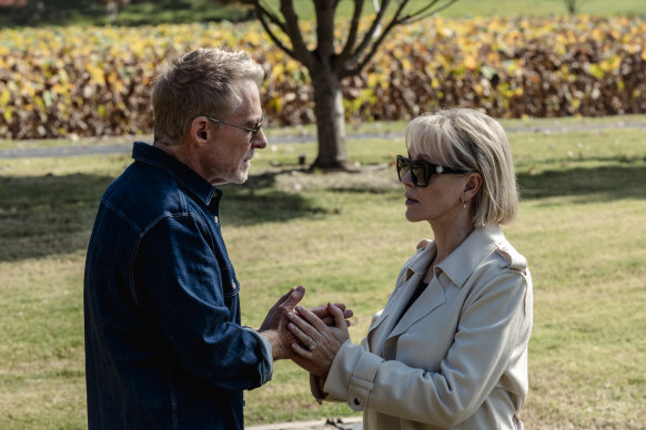 Richard Roxburgh and Rebecca Gibney in a scene from Stan’s eight-part drama, Prosper.