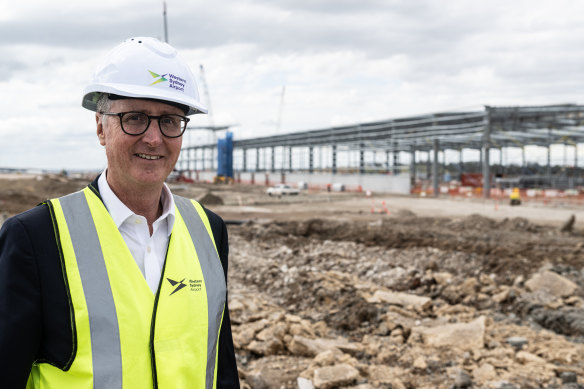 Western Sydney Airport chief executive Simon Hickey on the site of the new freight hub.