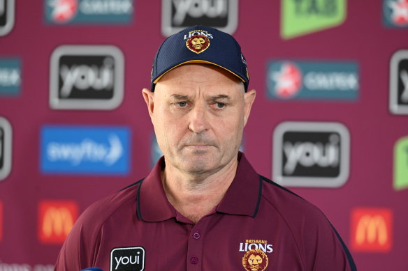 Brisbane Lions football manager Danny Daly talks to the media about the club’s winless start to 2024 and the off-season issues that have now been aired in public.
