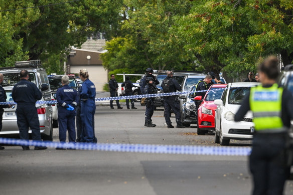 Police at the scene in Reservoir on Wednesday.