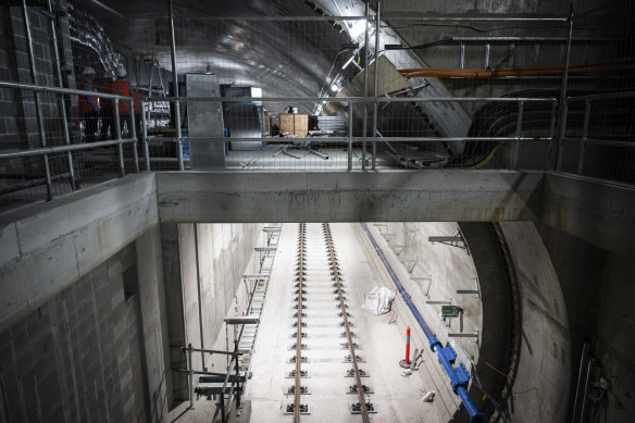 The underground track crossover at Barangaroo will be critical in restoring train services if an operational problem occurs on the new line.