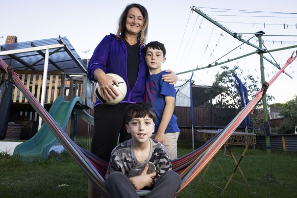 Tracey Adamson with her sons Emmanuel, 7, and Sonny, 10.