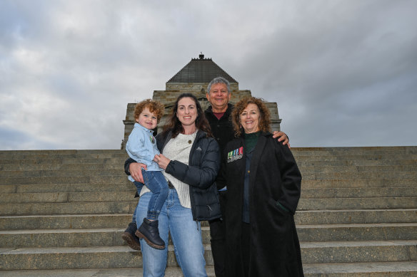 From left: Henry and Claire Cooper attended the Anzac Day dawn service with John and Jane Anderson.