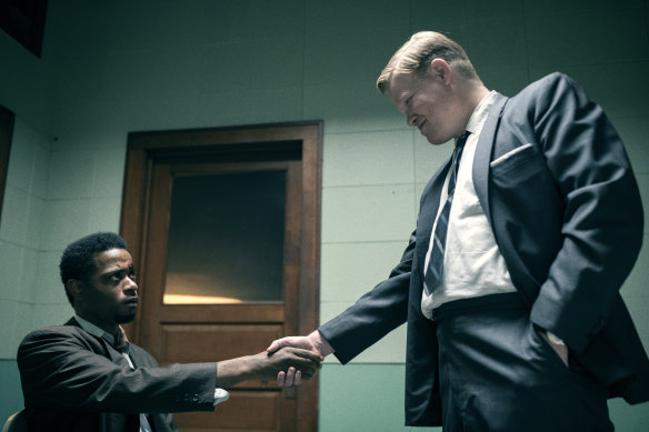 LaKeith Stanfield and Jesse Plemons in Judas and the Black Messiah.