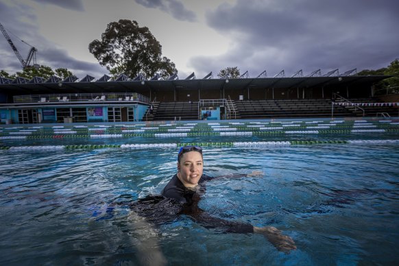 Yolanda Dorosz at Prahran pool for a swim session on Sunday, her third out for a swim since Friday.