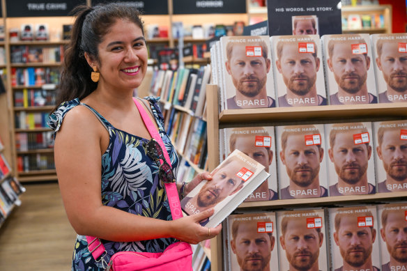 Cynthia Lopez, 35, bought Harry’s book in Melbourne on Wednesday.