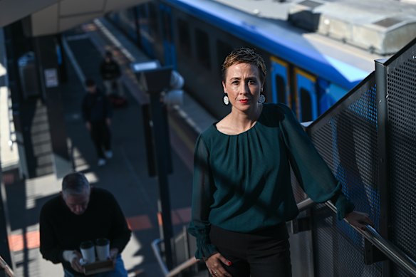 Public Transport Minister Gabrielle Williams at Sunshine station on Wednesday.