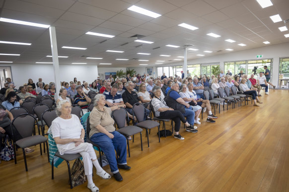 Residents at Brighton Bowling Club on Sunday for the opposition’s forum on residential developments.