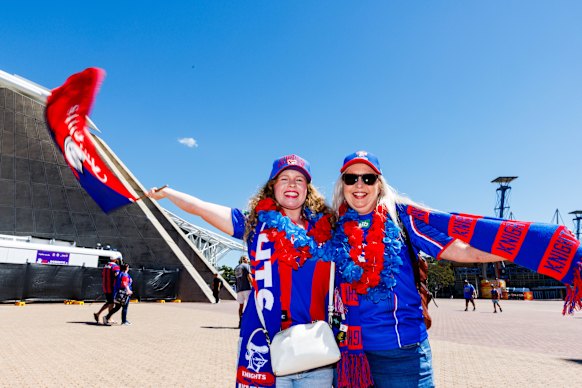 Ashlee and Anissa Storey outside Accor Stadium.