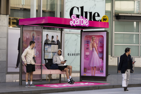 The Barbie bus stop on Oxford Street, Bondi Junction in Sydney.