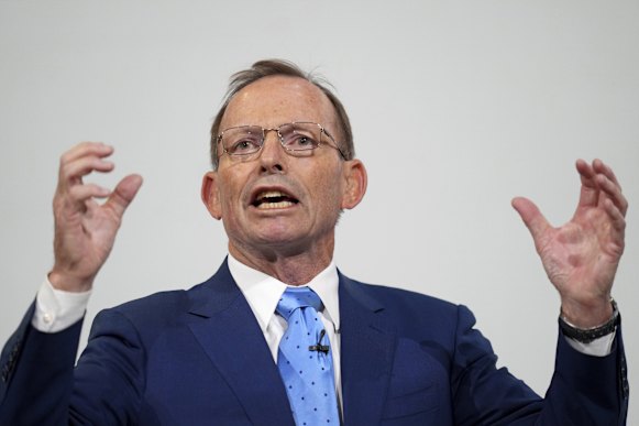 Tony Abbott in February – with spectacles.