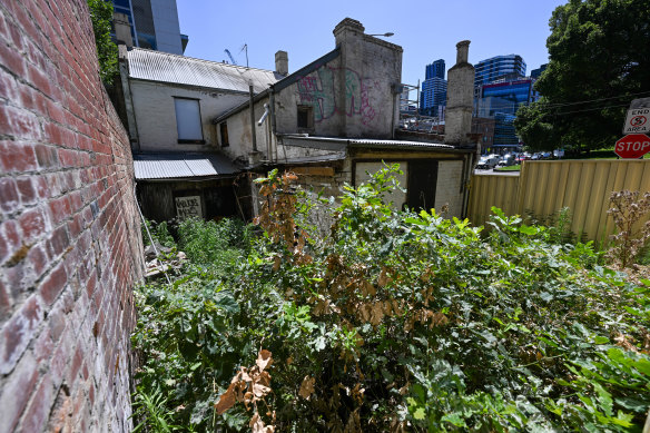 The backyard last week of the heritage-listed building on the corner of King and La Trobe streets.