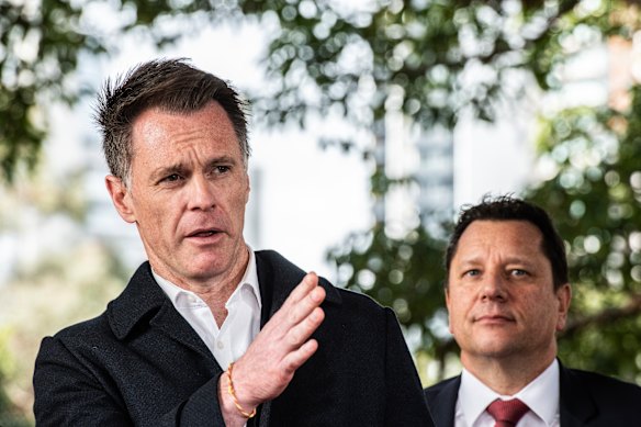 NSW Premier Chris Minns, pictured with Planning Minister Paul Scully, has acknowledged plans to rezone Woollahra and Edgecliff won’t be met with “universal happiness”, but his plan “can’t be stopped”. 
