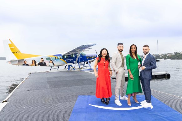 The cast of Luxe Listings Sydney, real estate agents from right to left, Gavin Rubinstein and D’Leanne Lewis, buyer’s agent Simon Cohen, and new  agent Monika Tu. 