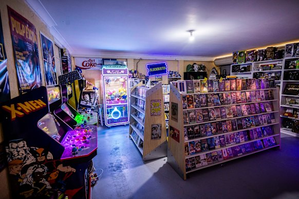 There are hundreds of DVDs in the collection. 