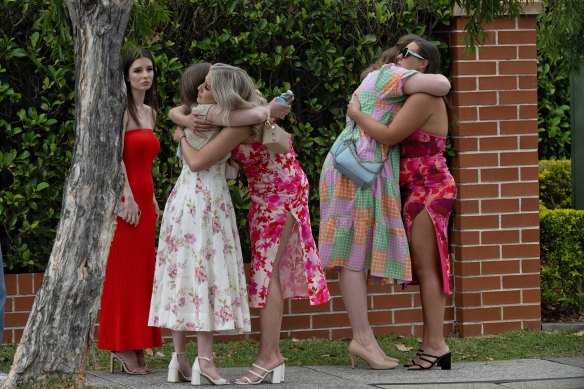 Friends gather at the funeral for James at Danebank.