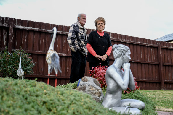Theresa and Victor Micallef at their Bulla home. Theresa says they will be affected by Melbourne Airport’s new runway, it will make life unbearable and decimate her community. 