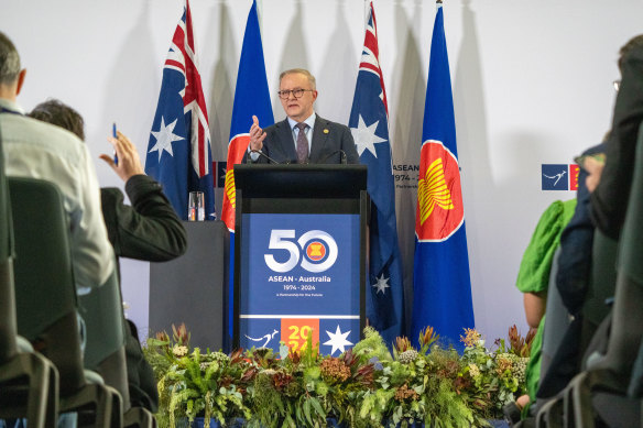 Australia Anthony Prime Minister Albanese speaks at his final news conference at the ASEAN-Australia Special Summit.