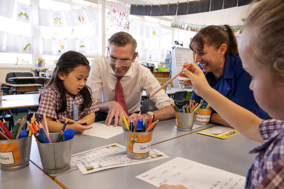 NSW Premier Dominic Perrottet on the campaign trail on Tuesday.