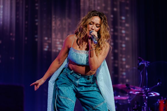 Hilary Duff performs at Rod Laver Arena on Monday night.
