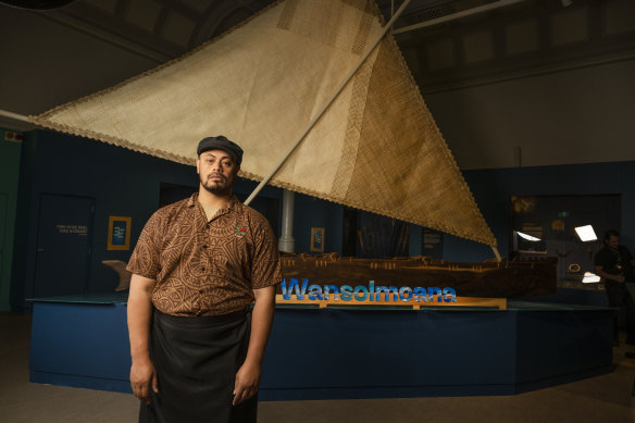 Taofia Pelesasa hopes this canoe, made by  the Tokelauan diaspora in Sydney, will help preserve their culture.