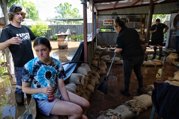 Dick Sharkey and his family were sandbagging their home on Friday as water levels rose.