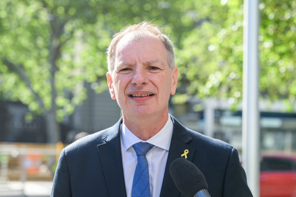 Deputy Liberal leader David Southwick outside the Federal Court in Melbourne on Wednesday.