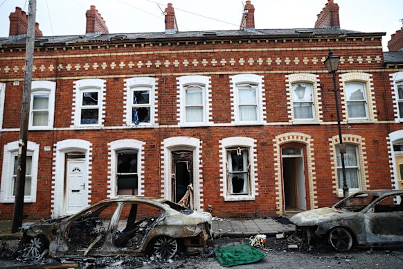 The aftermath of rioting in east Belfast this week.