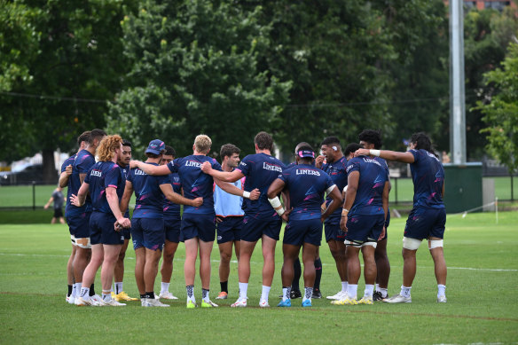 Rebels players training at Gosch’s Paddock last week.