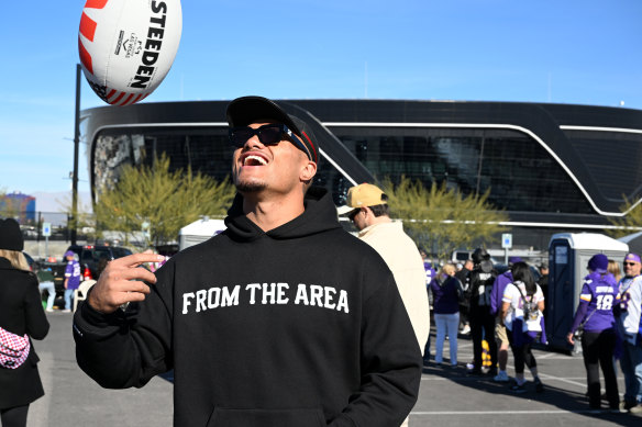 Roosters recruit Spencer Leniu on the NRL’s promotional tour of Las Vegas last December.