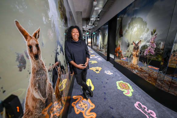 First Nations artist Maree Clarke at narrm ngarrgu Library and Family Services, Queen Victoria Market.