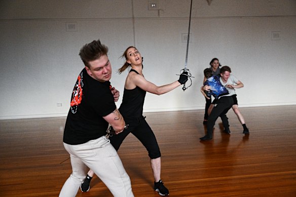 Lyndall Grant teaching one of her stage and screen combat classes.