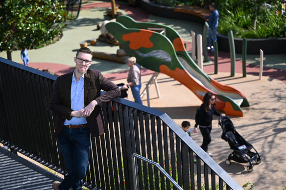 Senior lecturer in marketing at RMIT University Jason Pallant near the playground at Westfield Knox.