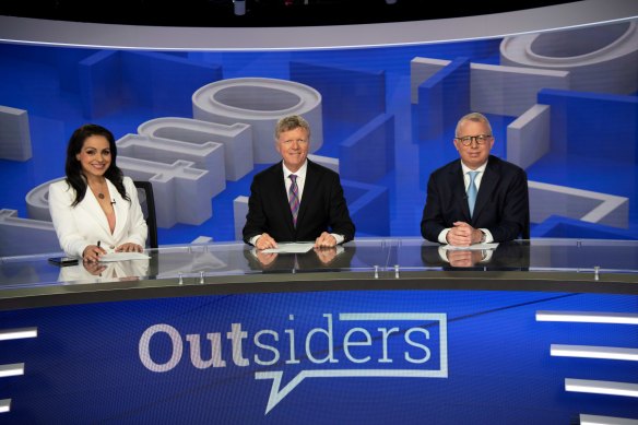 Rita Panahi, Rowan Dean and James Morrow, presenters of Sky News' Outsiders.