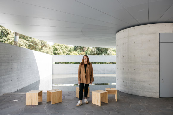 Naomi Milgrom in MPavilion 10 in the Queen Victoria Gardens.