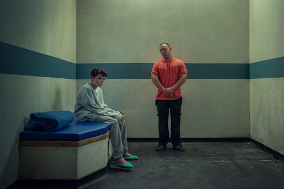 Stephen Graham with actor Owen Cooper in Adolescence.